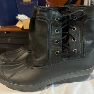 Sperry Top Sider Saltwater Wedge Tide Women's Duck Boot Brown Leather/Rubber 9